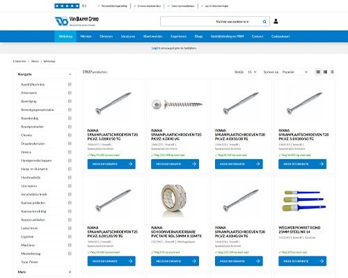 Van Buuren webshop met assortiment aan schroeven, pluggen en tape