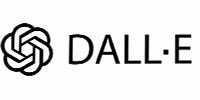 Zwart DALL·E-logo, AI-tool voor beeldgeneratie via tekstprompts