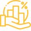 Pictogram met stijgende grafiek en hand, symbool voor conversie‑optimalisatie en ROI‑groei.