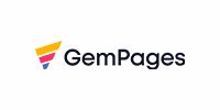GemPages-logo met gekleurde vlag, visuele pagina- en storefront builder